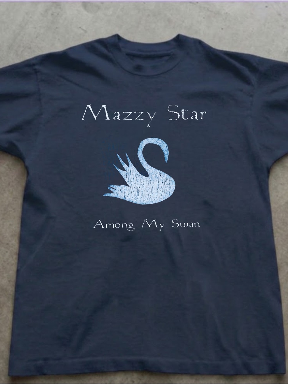 Navy Blue Swan Graphic Heavy Cotton Gildan T-shirt